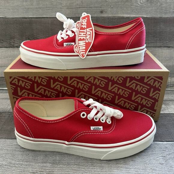 Vans Authentic True Red White Mens Original Classic Canvas Sneakers US Men 6.5